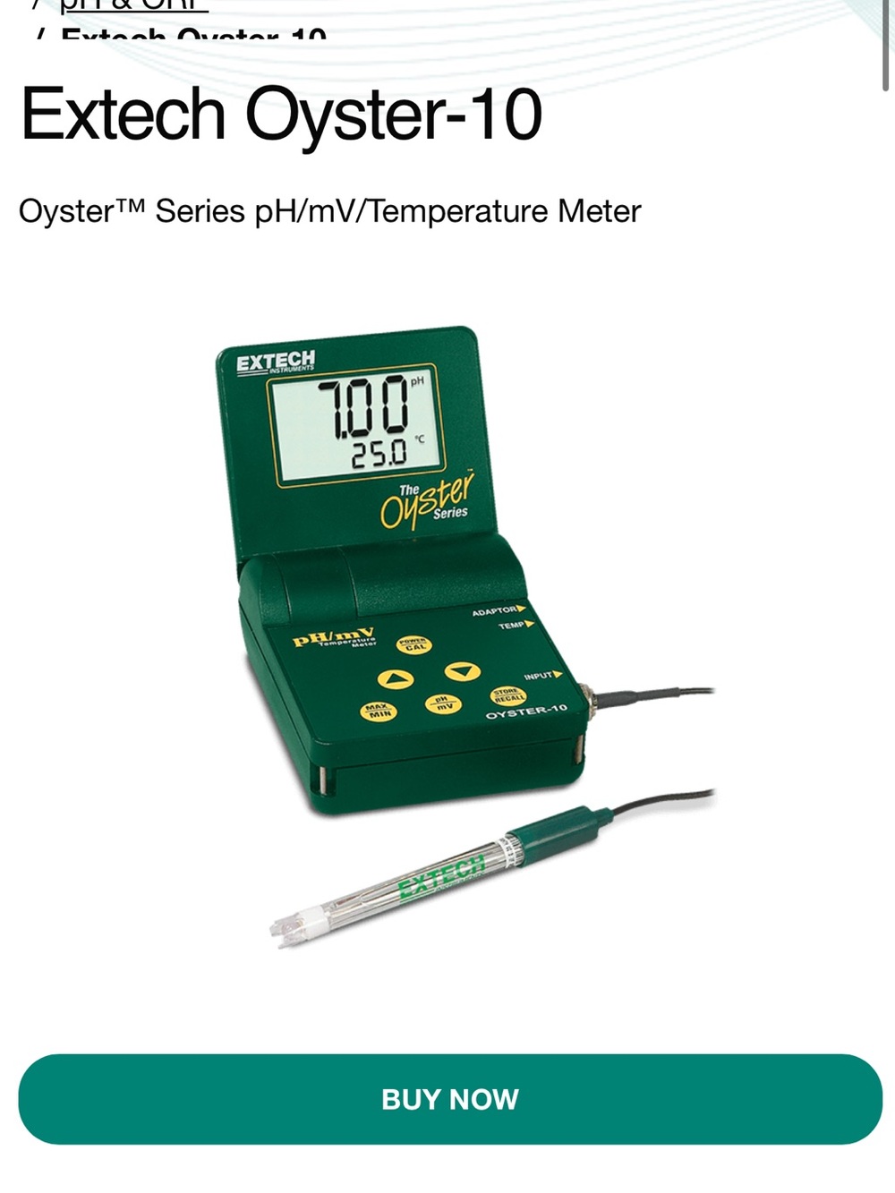 Oyster-10 Green pH/mV/Temperature Meter